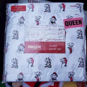 NWT Kensie Christmas Holiday Dog Bedding Queen Sheets Pillowcases